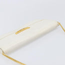 GUCCI Chain Shoulder Bag Leather White Gold Auth 204318-6