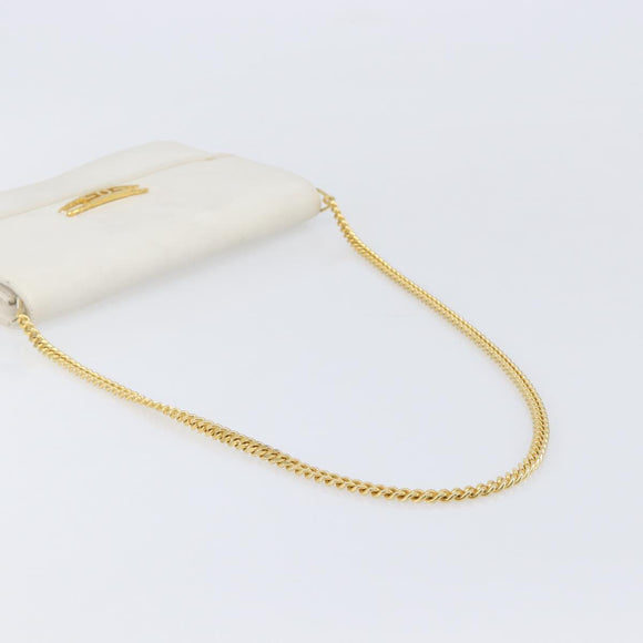 GUCCI Chain Shoulder Bag Leather White Gold Auth 204318