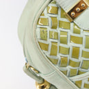 BALLY Hand Bag Patent leather Green Gold Auth 204319-22