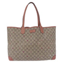 GUCCI GG Supreme Tote Bag PVC Leather Beige 309498 Auth 204320-13