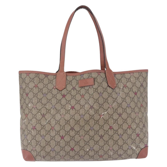 GUCCI GG Supreme Tote Bag PVC Leather Beige 309498 Auth 204320