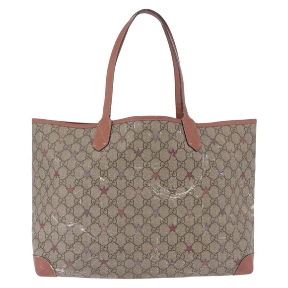 GUCCI GG Supreme Tote Bag PVC Leather Beige 309498 Auth 204320