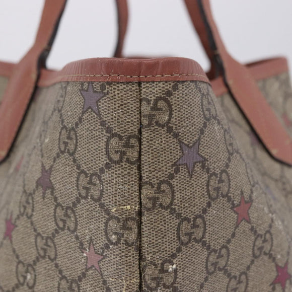 GUCCI GG Supreme Tote Bag PVC Leather Beige 309498 Auth 204320