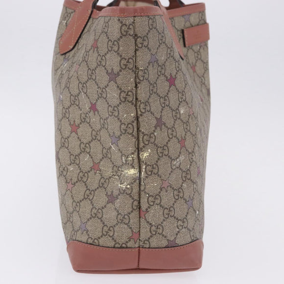 GUCCI GG Supreme Tote Bag PVC Leather Beige 309498 Auth 204320