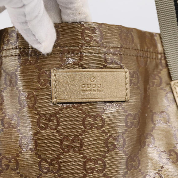 GUCCI GG Crystal Sherry Line Tote Bag Coated Canvas Gold 189669 Auth 204321A