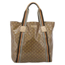 GUCCI GG Crystal Sherry Line Tote Bag Coated Canvas Gold 189669 Auth 204321A-2