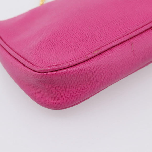 FENDI Accessory Pouch Leather Pink Gold Auth 204323A