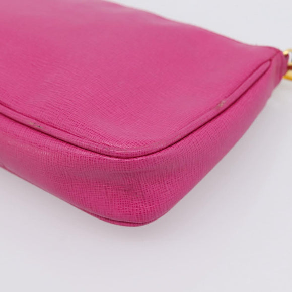 FENDI Accessory Pouch Leather Pink Gold Auth 204323A