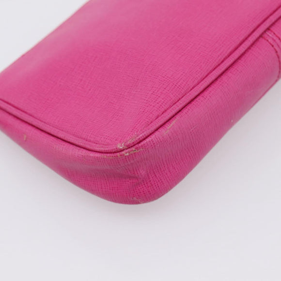FENDI Accessory Pouch Leather Pink Gold Auth 204323A