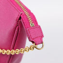 FENDI Accessory Pouch Leather Pink Gold Auth 204323A-14