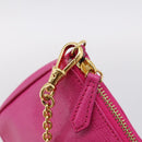 FENDI Accessory Pouch Leather Pink Gold Auth 204323A-15