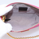 FENDI Accessory Pouch Leather Pink Gold Auth 204323A-18