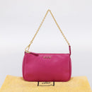 FENDI Accessory Pouch Leather Pink Gold Auth 204323A-24