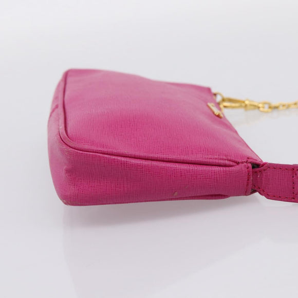 FENDI Accessory Pouch Leather Pink Gold Auth 204323A