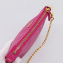 FENDI Accessory Pouch Leather Pink Gold Auth 204323A-6