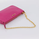 FENDI Accessory Pouch Leather Pink Gold Auth 204323A-7