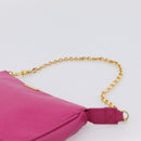 FENDI Accessory Pouch Leather Pink Gold Auth 204323A-8