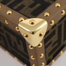 FENDI Zucca Canvas Vanity Trunk Hand Bag Leather Black Brown Auth 204326SAM-15