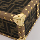 FENDI Zucca Canvas Vanity Trunk Hand Bag Leather Black Brown Auth 204326SAM-16