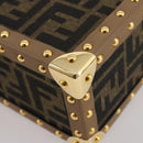 FENDI Zucca Canvas Vanity Trunk Hand Bag Leather Black Brown Auth 204326SAM-18