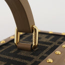 FENDI Zucca Canvas Vanity Trunk Hand Bag Leather Black Brown Auth 204326SAM-20