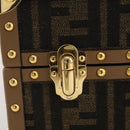 FENDI Zucca Canvas Vanity Trunk Hand Bag Leather Black Brown Auth 204326SAM-21