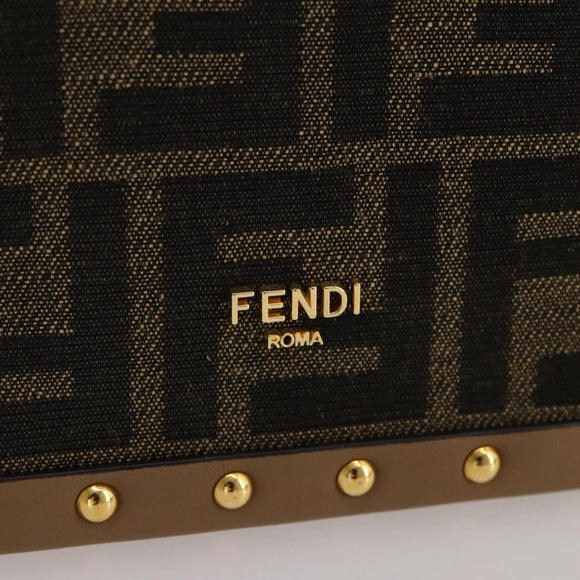 FENDI Zucca Canvas Vanity Trunk Hand Bag Leather Black Brown Auth 204326SAM