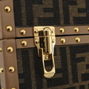 FENDI Zucca Canvas Vanity Trunk Hand Bag Leather Black Brown Auth 204326SAM-24