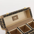 FENDI Zucca Canvas Vanity Trunk Hand Bag Leather Black Brown Auth 204326SAM-11