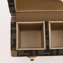 FENDI Zucca Canvas Vanity Trunk Hand Bag Leather Black Brown Auth 204326SAM-27