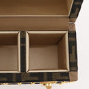 FENDI Zucca Canvas Vanity Trunk Hand Bag Leather Black Brown Auth 204326SAM-28