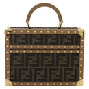 FENDI Zucca Canvas Vanity Trunk Hand Bag Leather Black Brown Auth 204326SAM-2