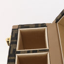 FENDI Zucca Canvas Vanity Trunk Hand Bag Leather Black Brown Auth 204326SAM-30