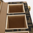 FENDI Zucca Canvas Vanity Trunk Hand Bag Leather Black Brown Auth 204326SAM-31
