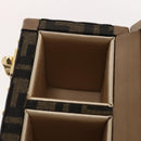 FENDI Zucca Canvas Vanity Trunk Hand Bag Leather Black Brown Auth 204326SAM-33