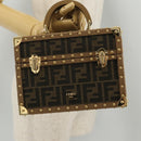 FENDI Zucca Canvas Vanity Trunk Hand Bag Leather Black Brown Auth 204326SAM-35