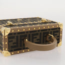 FENDI Zucca Canvas Vanity Trunk Hand Bag Leather Black Brown Auth 204326SAM-6