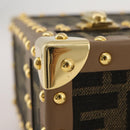 FENDI Zucca Canvas Vanity Trunk Hand Bag Leather Black Brown Auth 204326SAM-7