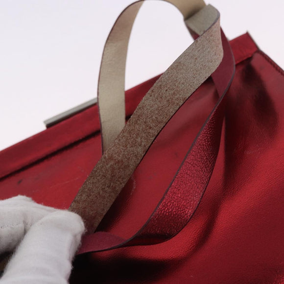 Miu Miu Hand Bag Leather Red Silver Auth 204327