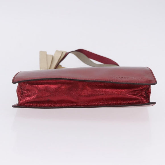 Miu Miu Hand Bag Leather Red Silver Auth 204327
