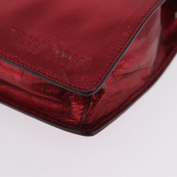 Miu Miu Hand Bag Leather Red Silver Auth 204327