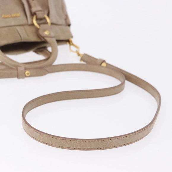 Miu Miu Hand Bag Vitellolux 2way Beige Gold Auth 204328V