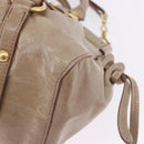 Miu Miu Hand Bag Vitellolux 2way Beige Gold Auth 204328V-14
