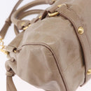 Miu Miu Hand Bag Vitellolux 2way Beige Gold Auth 204328V-15