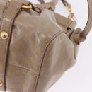 Miu Miu Hand Bag Vitellolux 2way Beige Gold Auth 204328V-16