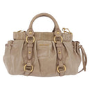 Miu Miu Hand Bag Vitellolux 2way Beige Gold Auth 204328V-2