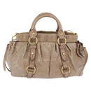 Miu Miu Hand Bag Vitellolux 2way Beige Gold Auth 204328V-3