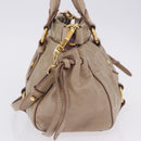 Miu Miu Hand Bag Vitellolux 2way Beige Gold Auth 204328V-4