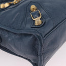 BALENCIAGA Giant Mini cCty Hand Bag Leather 2way Blue Gold 309544 Auth 204329M-14