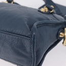 BALENCIAGA Giant Mini cCty Hand Bag Leather 2way Blue Gold 309544 Auth 204329M-17